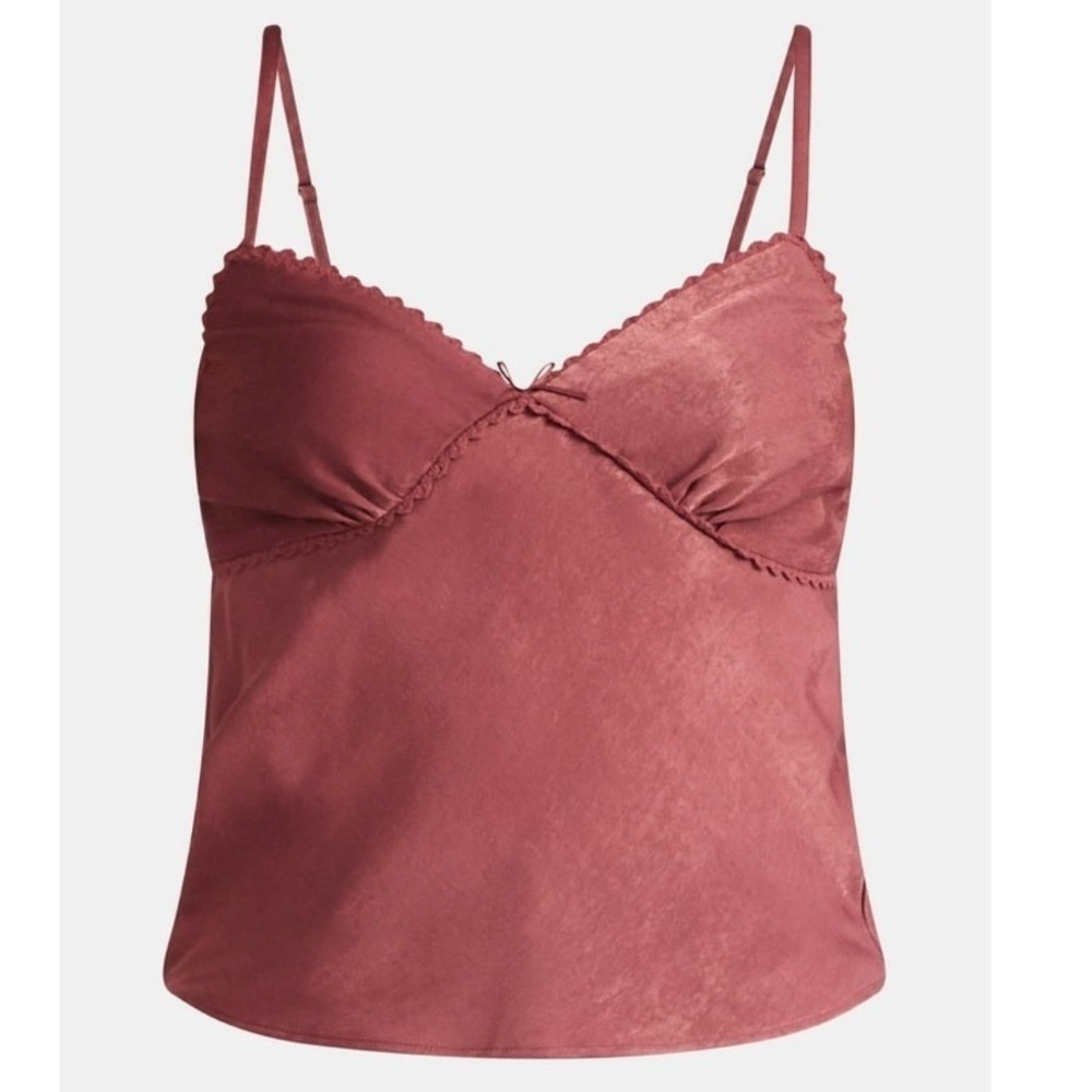 No Boundaries Lace Trim Satin Coquette Cami with Bow XL (16-18) Warm Rose NWT - Picture 4 of 11